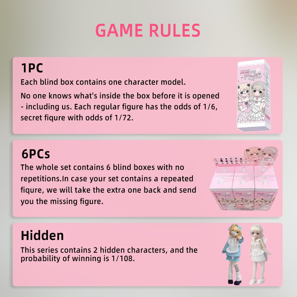 niannyyhouse BJD Blind Box Figuren, Denpa Girl Serie, Kugelgelenkpuppe mit Kleidung, Ankleide-Sammel-Actionfigur (6-tlg)