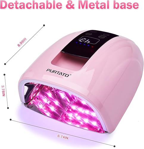 Miniatura 8 de Purtato Luz UV inalámbrica profesional recargable de 90 W UV LED portátil para máquina de lámpara de uñas con parte inferior de acero inoxidable