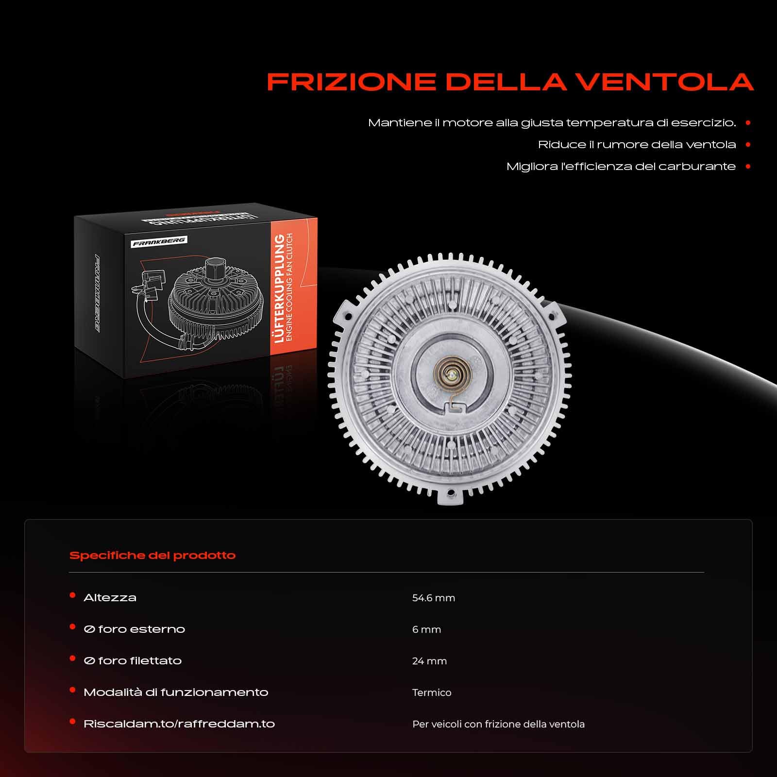Frankberg Giunto viscoso Ventoventola del radiatore per Serie 3 E36 Z3 E46 E34 E39 E38 X5 Ø: 160 1989-2007 11527505302