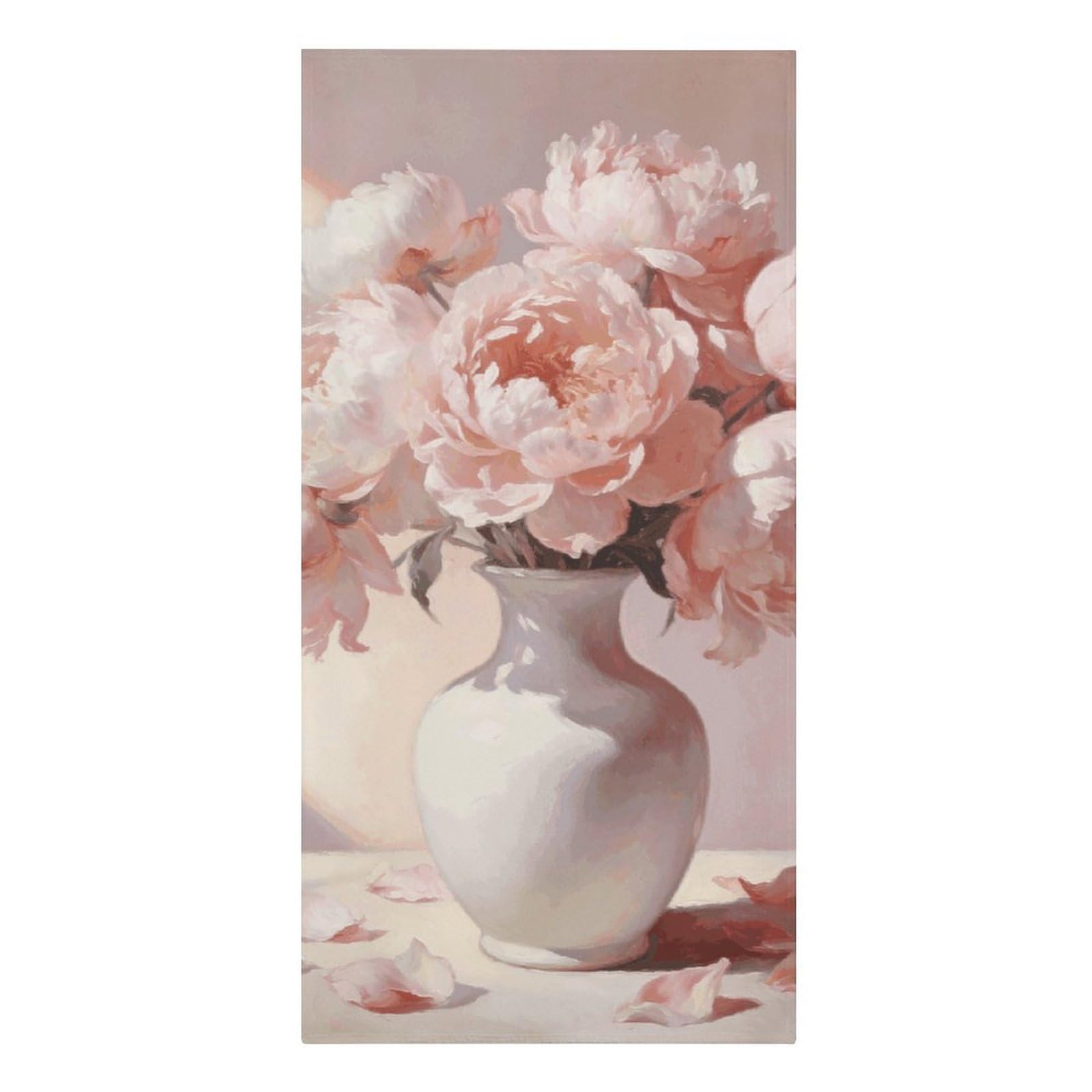 Fodpand Girls Style Lightweight Microfiber Large Overszed Vase Of Peonies Beach Towel 30.3X61.4 In Sand Blanket Travel, Swim, Bathroom, Women Adults Gift Soft Big Pool Swim Towels