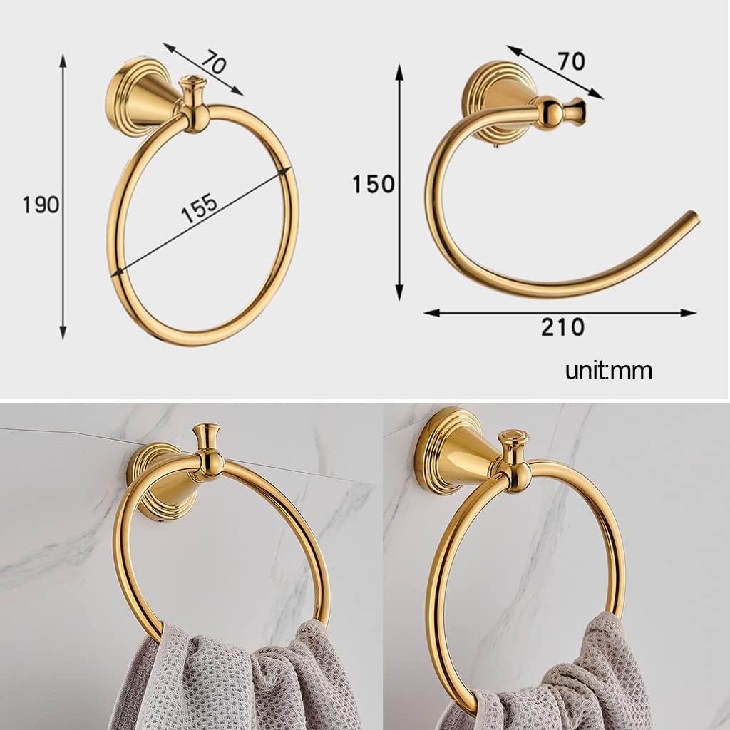 Light Luxury Palace Style Golden Bathroom Towel Ring, Bathroom Round Towel Rack, Bathroom Storage Rack Bathroom