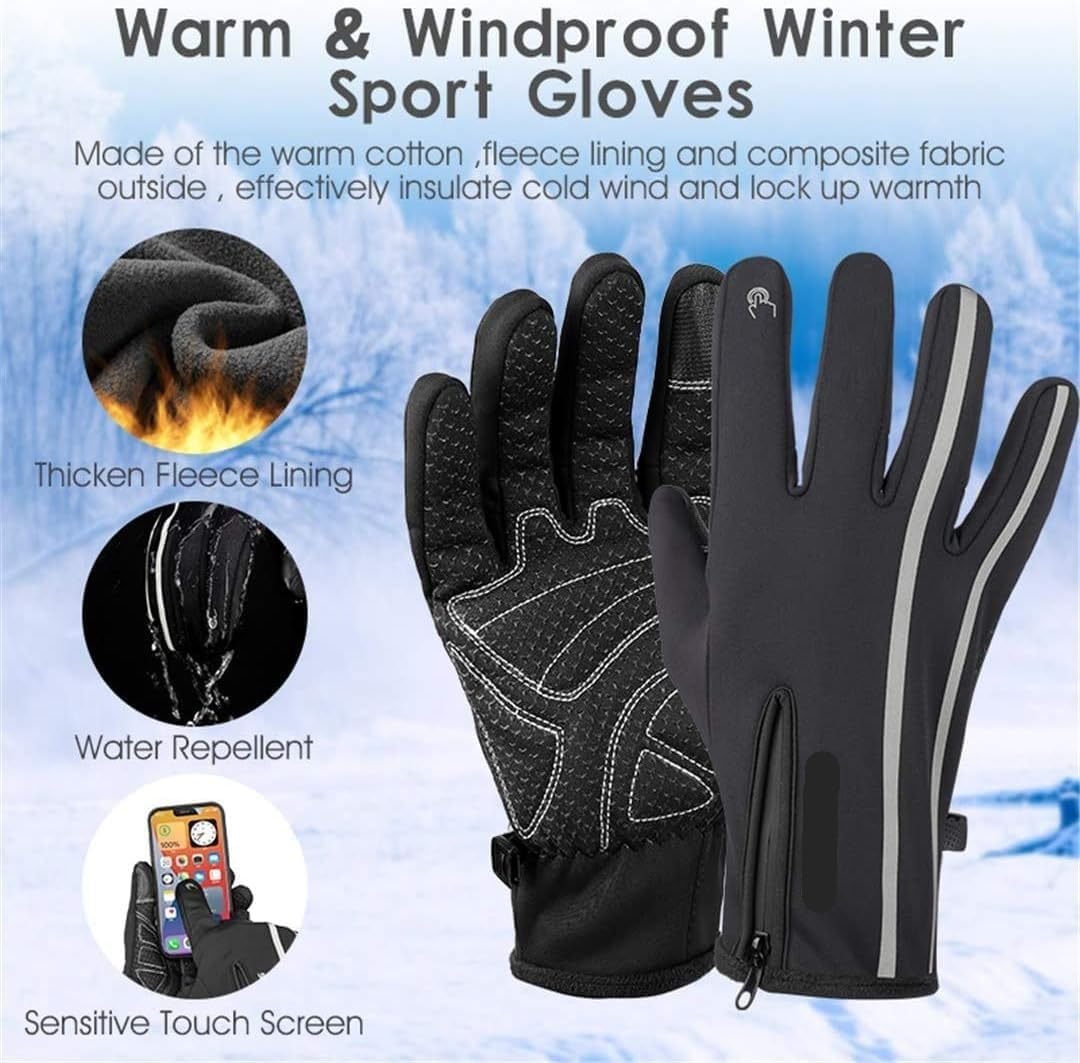 Gants de Cyclisme Gant Réfléchissant Sport Gants Polaire Thermique Écran Tactile Ski Extérieur Gant Velo (Color : Black, Size : XXL)