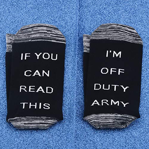JXGZSO 2 Pairs Army Gift Army Socks Off US Army Socks Can Read This I’m Off Duty Army Socks Army Recruit Gift4