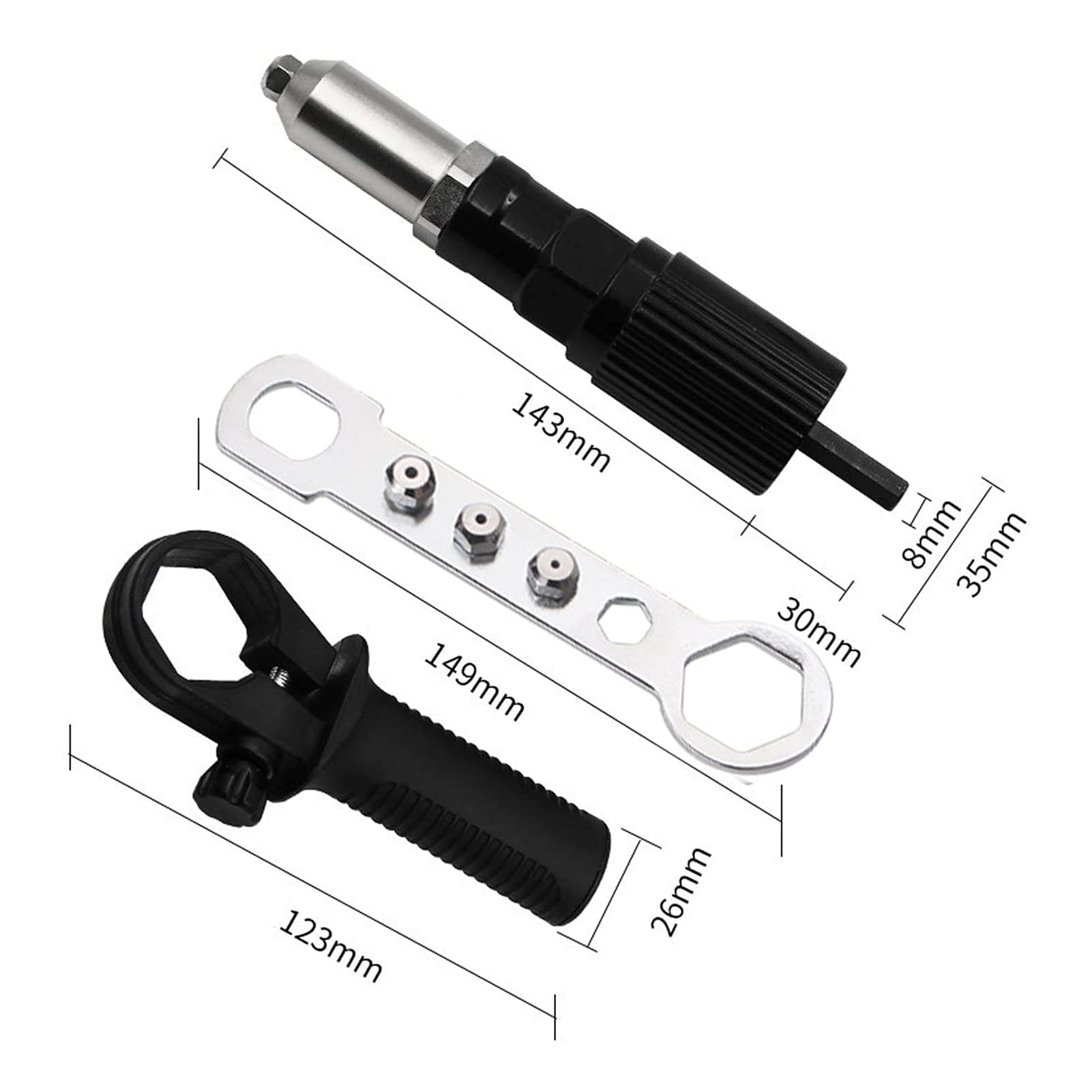 AolKee Remachadora Eléctrica Con Adaptador Para Taladro - Kit de Pistola Remachadora Para Taladros Eléctricos Inalámbricos
