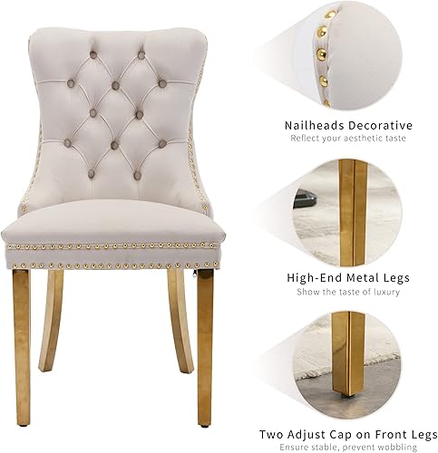 Miniatura 6 de Juego de 6 Sillas de Comedor de Terciopelo, Juego de 6 Sillas para Cocina y Comedor, Sillas de Comedor Capitoné, Tapizadas en Terciopelo, Patas de