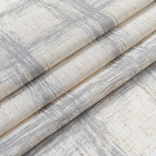 Image of MYSKY HOME Linen Sheer Curtains 95 Inch Length for Bedroom, Living Room Curtains 2 Panel Sets, Soft Plaid Linen Polyester Blend Semi Sheers Light Filtering Back Tab Privacy Drapes, 50 inchx95 inch, Grey