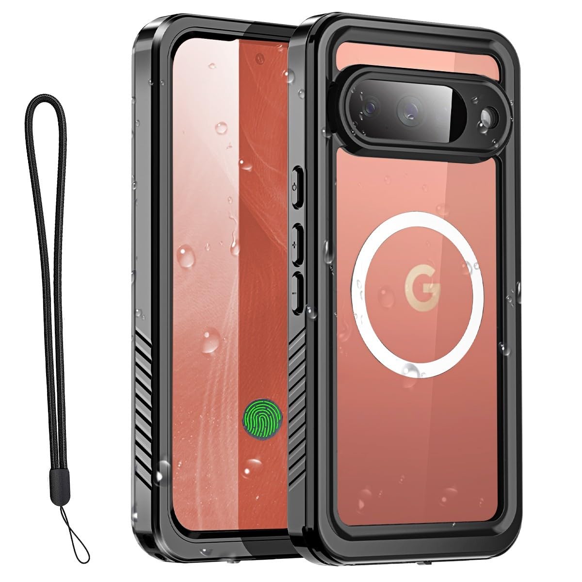 Generic Funda compatible con Google Pixel 10a (color: negro), impermeable, magnética, cuerpo completo, a prueba de golpes, parte trasera dura, de silicona, magnética, a prueba de golpes