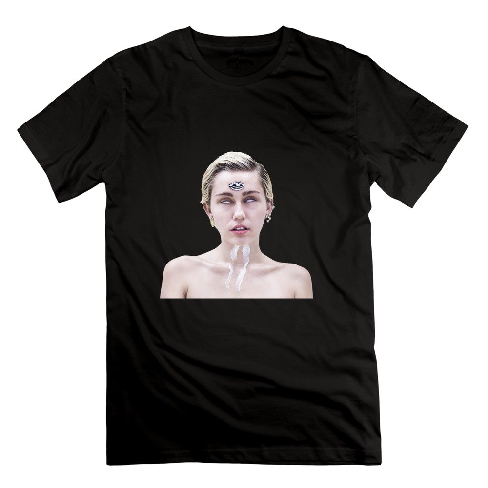 Crew Neck Miley Ray Cyrus Smiler Funny Diva T Shirt For Mens L Black