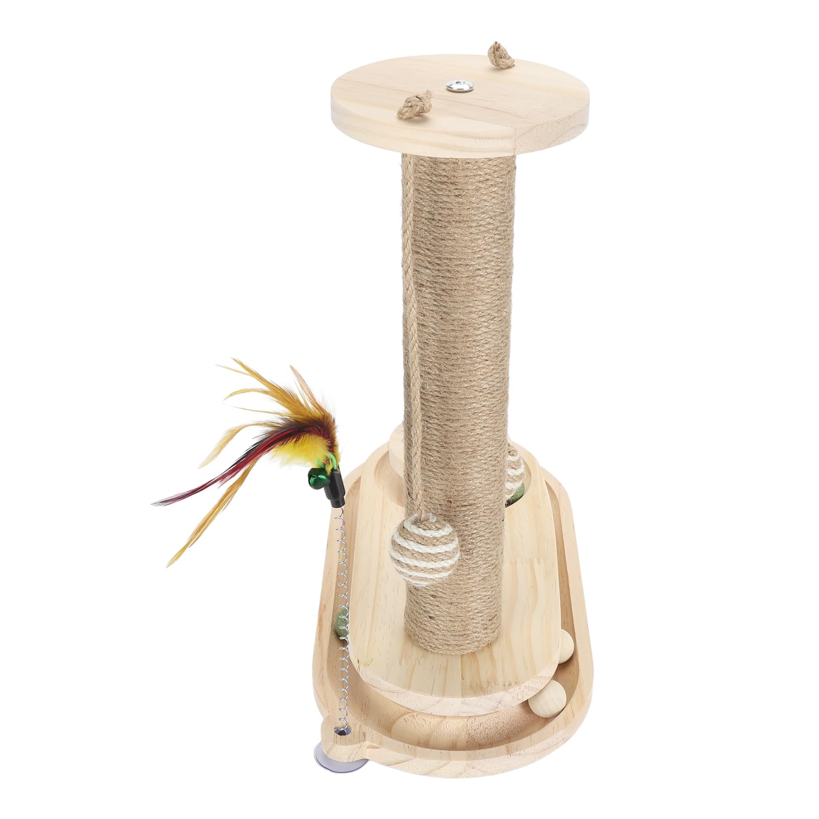Alomejor Cat Scratching Post with Interactive Ball Track (Oval Turntable) | Solidna podstawa, kompaktowa konstrukcja, interaktywna zabawa, drewniany materiał, idealny dla kotów domowych