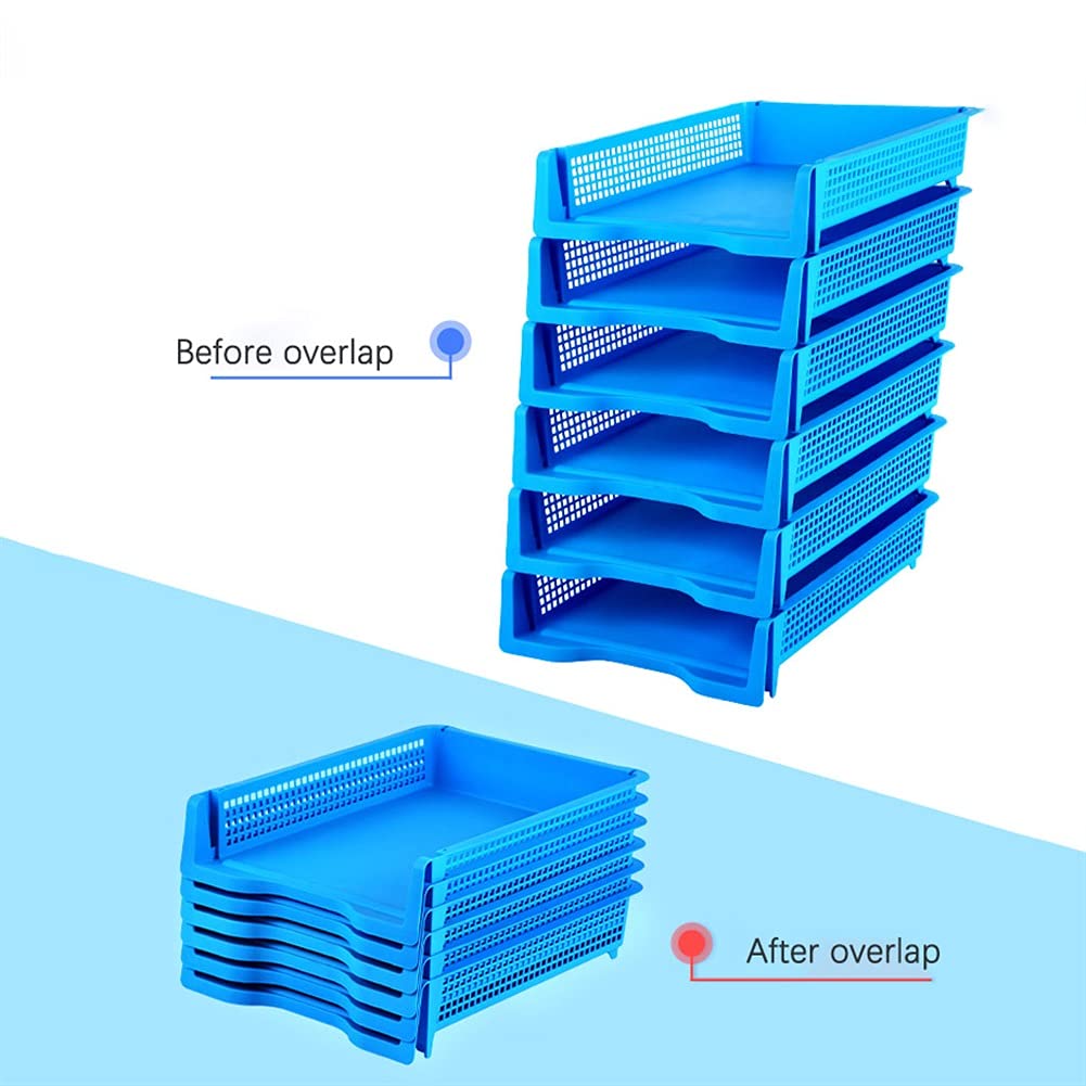 TOMYEUS Porte-fichiers Dossier Organisateur Plastique MultiLouche Empilable A4 Dépôt de classement Bureau Bureau Bureau Neat File Rack Papeterie Panier de Stockage, Cinq Couleurs Rangement de Bureau