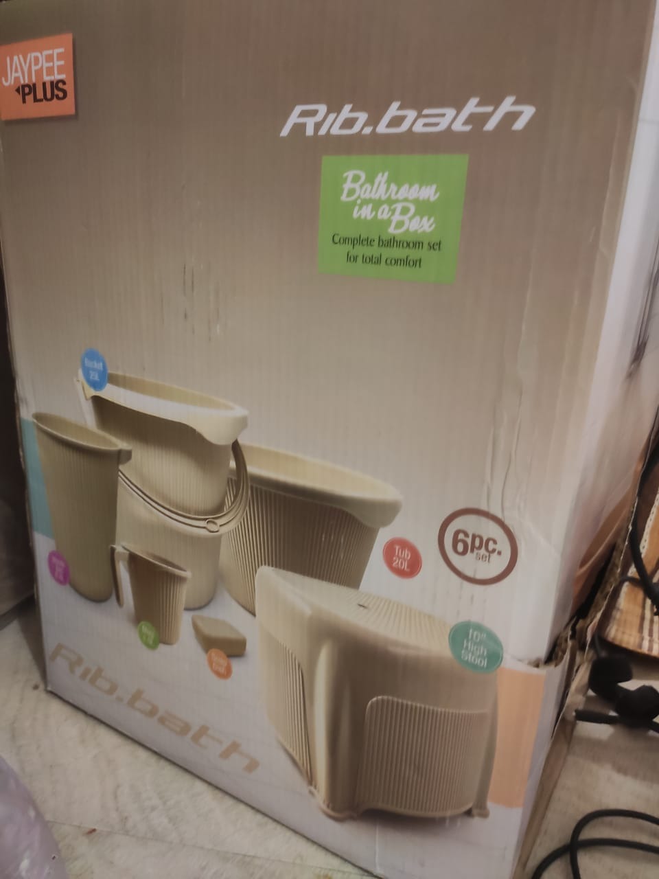 Jaypee Plus Rib Plastic Bathroom Set - 25 L Bucket, Tub, 1.5 L Mug ...