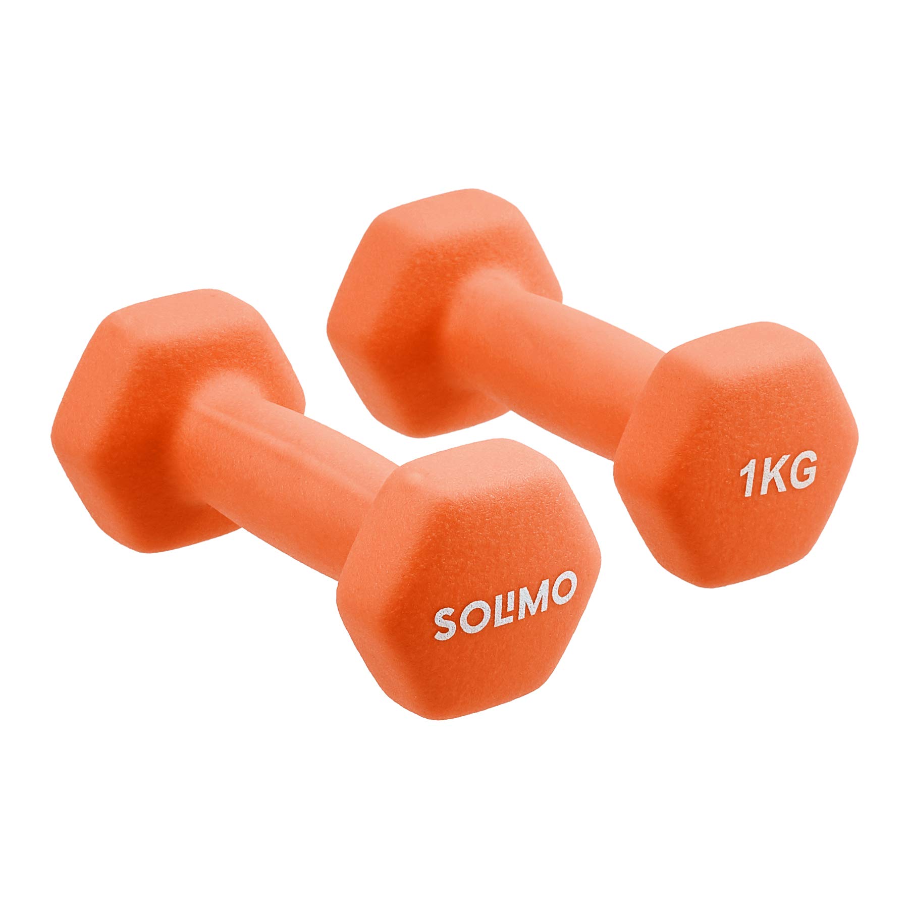 Amazon Brand - Solimo Neoprene Dumbbell 1kg, Set of 2 (Orange)-image-4