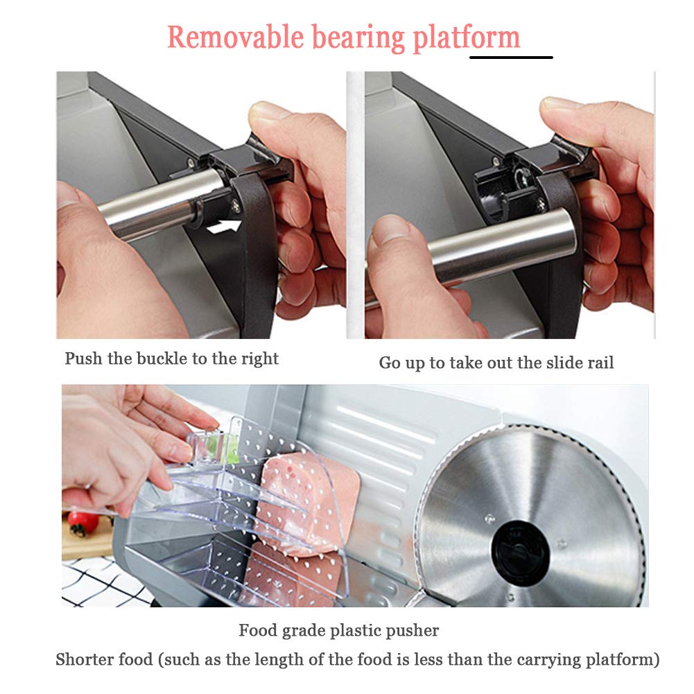 Affettatrice per carne, affettatrice elettrica per alimenti con protezione di sicurezza per bambini, affettatrice con spessore regolabile da 0 a 15 mm per carne, verdure dure, frutta, formaggio, pan