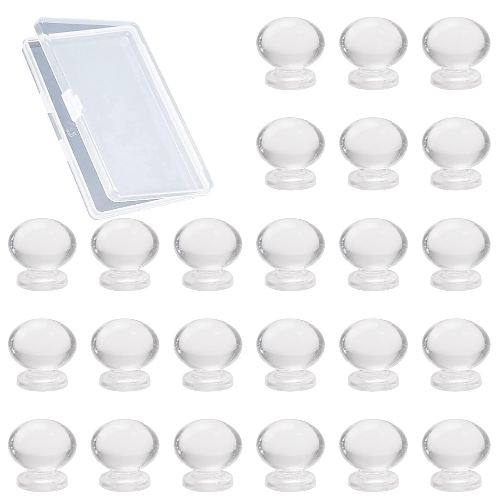 Morobor Transparent Self Adhesive Cabinet Pull Handle, 24Pcs Egg Shaped Acrylic Knobs Acrylic Cupboard Pulls Without Drill For Dressing Boxes And Other Small Furniture