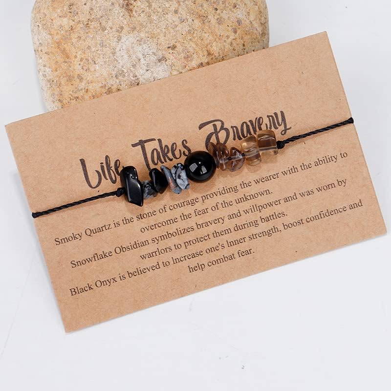 COLORFUL BLING Handmade Healing Chakra Beaded Bracelet with Spiritual Meaningful Card Crystal Natural Stone Strand Bracelet for Women Reiki Yoga Meditation Jewelry Protection Gifts - Image 6