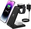 Wireless Charger for Apple Multiple Devices, Charging Station Dock Compatible with iPhone 14131211Series, Fast Stand for Apple iWatch 876SE5432, AirPods 3Pro2 with Adapter Black