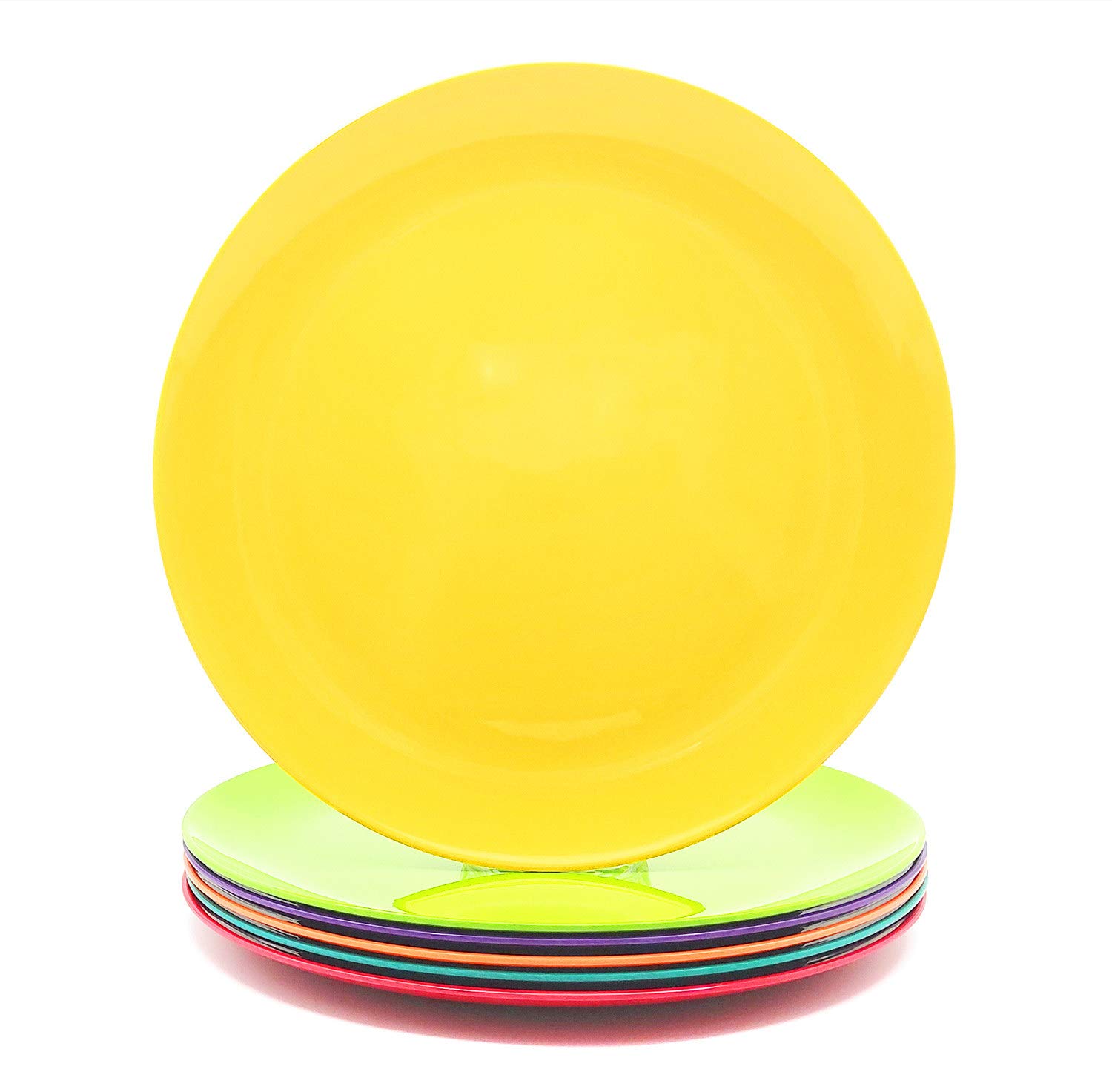 KOXIN-KARLU Piatti in melamina, 26,7 cm, set da 6 in 6 colori assortiti, 100% melammina, lavabili in lavastoviglie, senza BPA