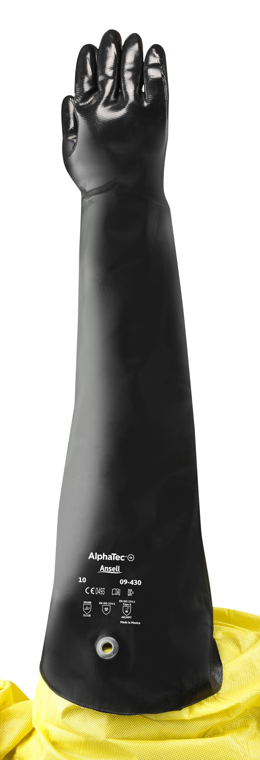 Ansell AlphaTec 09-430 Guantes de Trabajo de Neopreno, Resistentes a Productos Químicos, Guantes Industriales Reutilizables, Talla XL (1 Par)