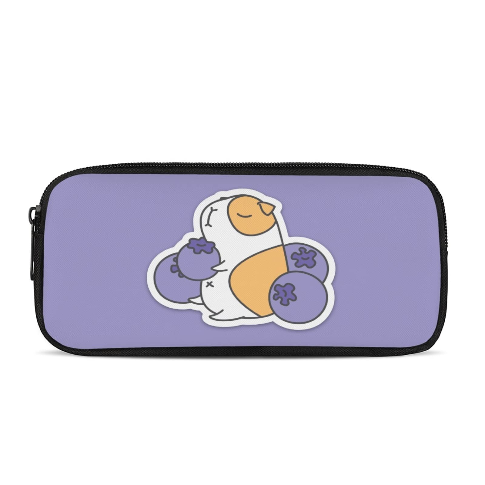 Kuiaobaty Cute Guinea Pig Girls Pencil Case Purple Kids Pencil Pouch Zip up Pencil Bag Primary School Students Pen Case Animals