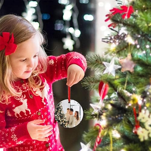 Miniatura 3 de Adornos colgantes de cerámica para árbol de Navidad, adorno personalizado de Navidad, adornos de foto personalizados, bola de adorno de foto