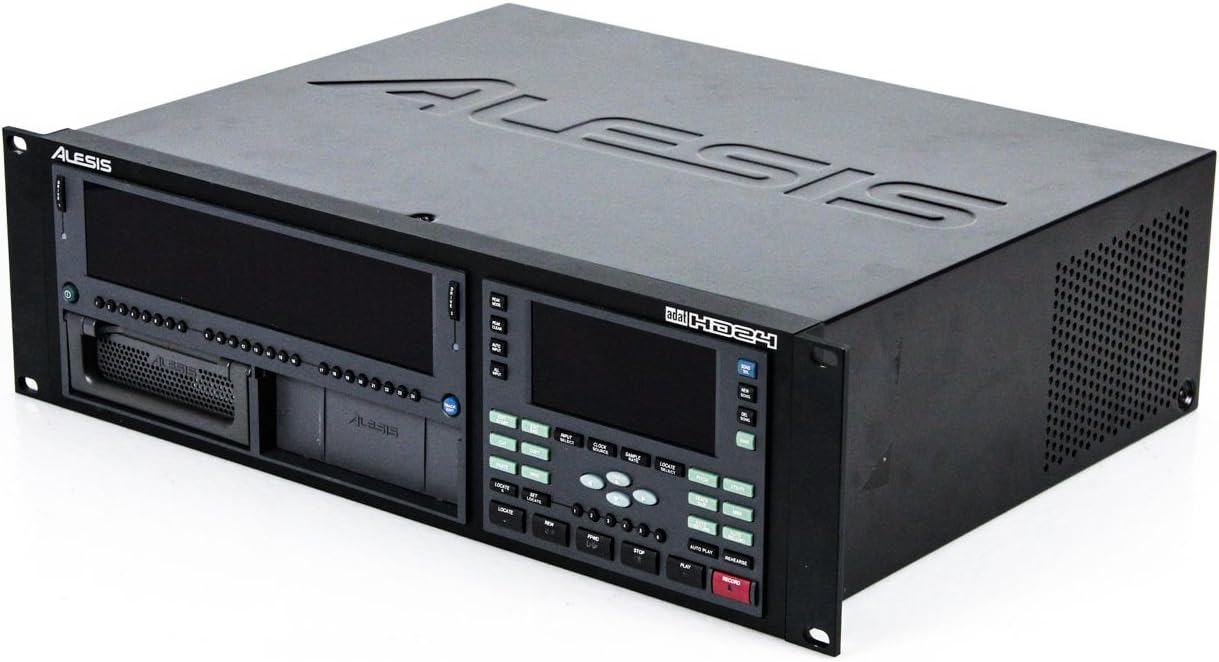 Front panel of the Alesis ADAT-HD24 Digital Recorder with display and controls.