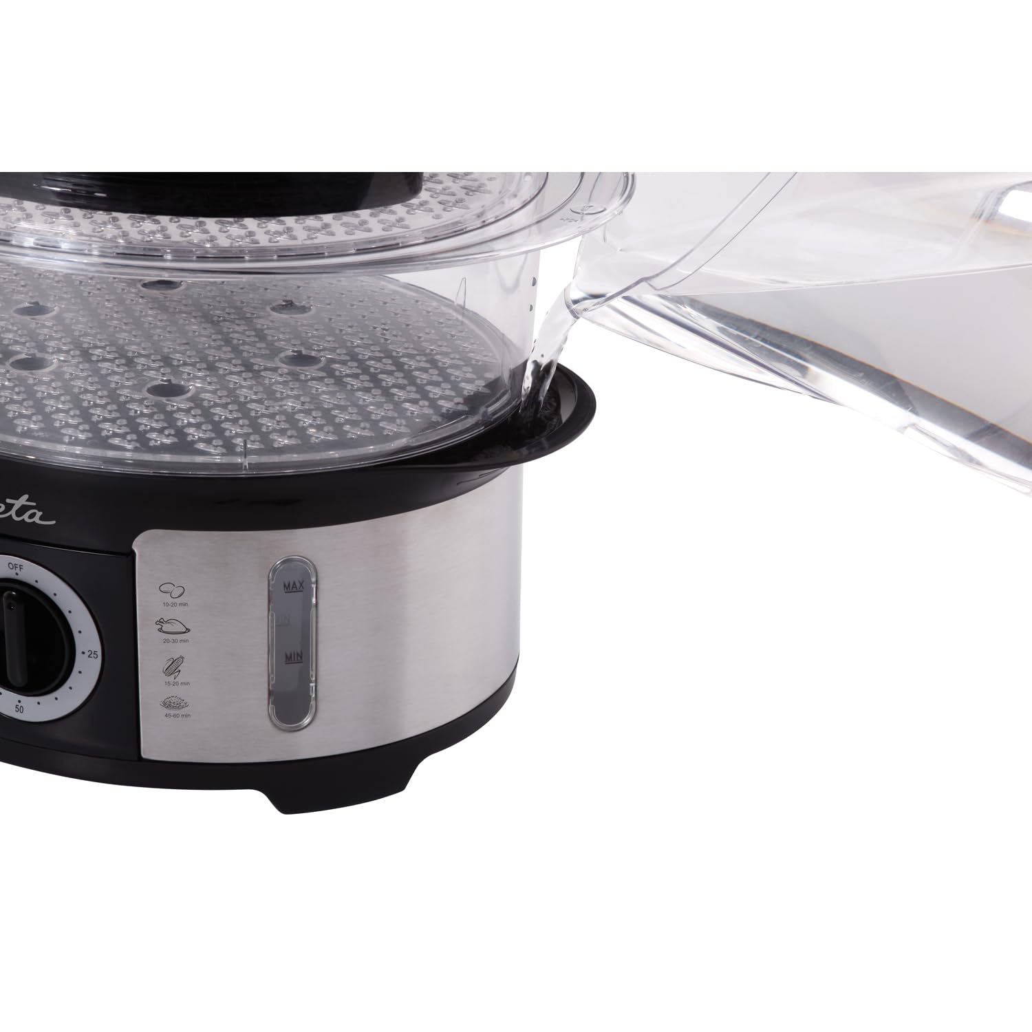 ETA Dampfgarer Steampot I 1100 W I 3 transparente Behälter I Fassungsvermögen 12,25 l I Reisschüssel 1,5 l I Eieraufsatz I Timer