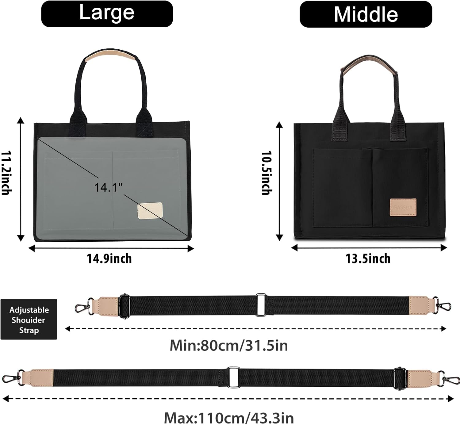 Canvas Tote Bag for Women Crossbody Work Purse with Pockets Top Handle Handbag Satchel Bags for Travel Nurse Teacher - Image 5
