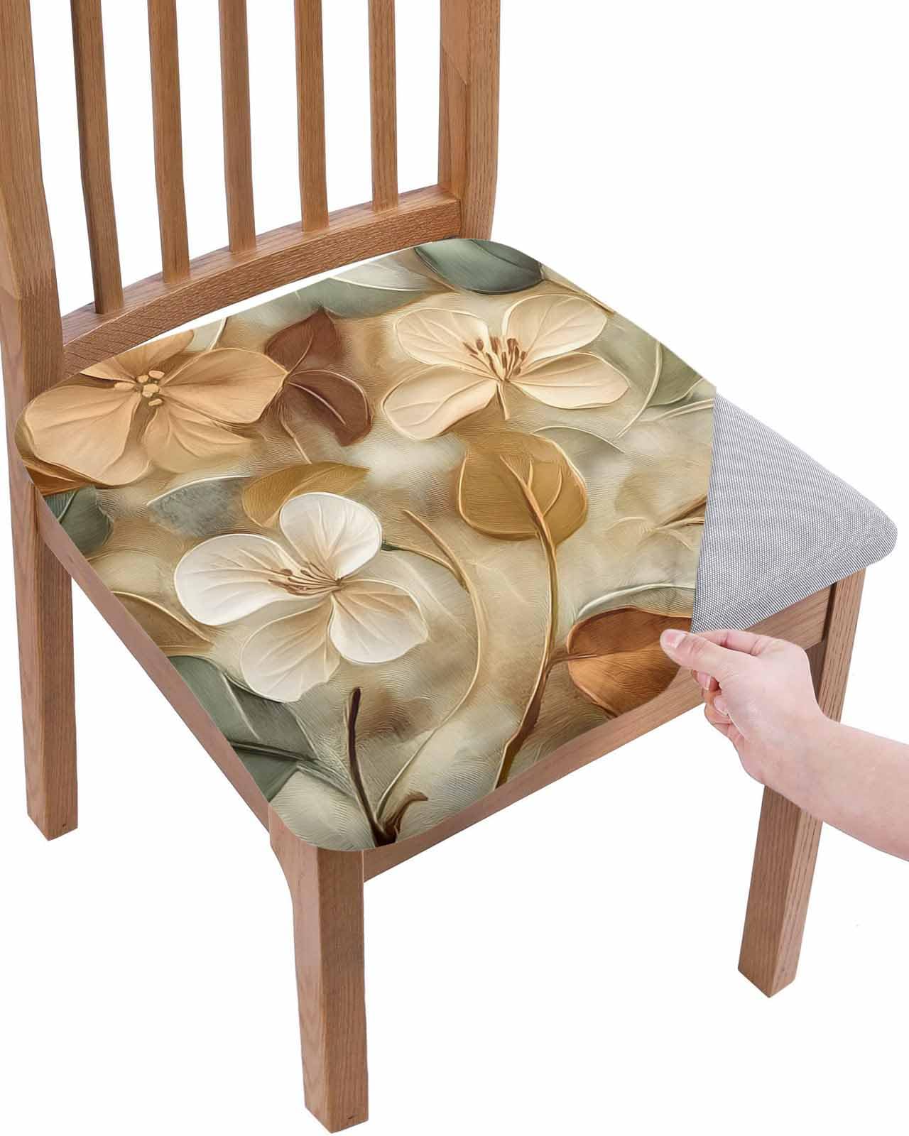 Dining Chair Seat Covers Set of 2, Floral Removable Washable Chair Cover Slipcovers, Modern Abstract Art Farmhouse Dust-Proof Stretch Chairs Cover Seat for Kitchen Decor