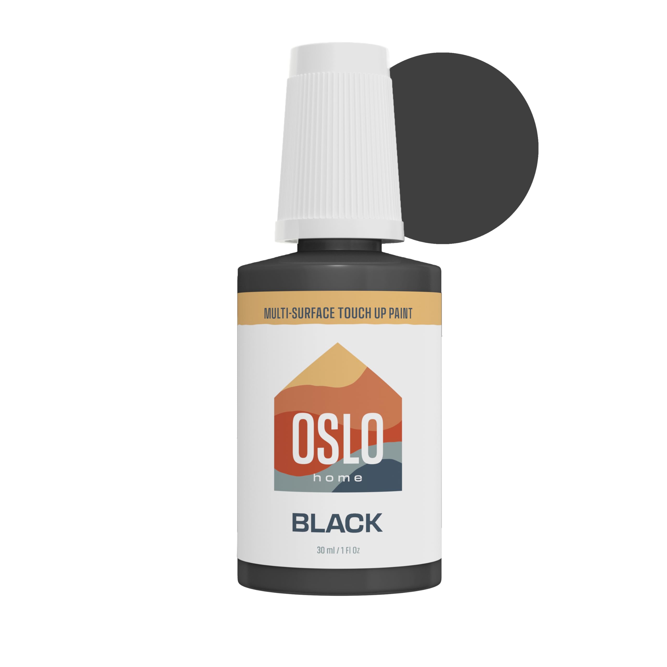 Oslo Home Porcelain + Appliance Touch Up Paint, Black, 1oz, High-Gloss, w/Brush in Bottle, for Appliances, and More