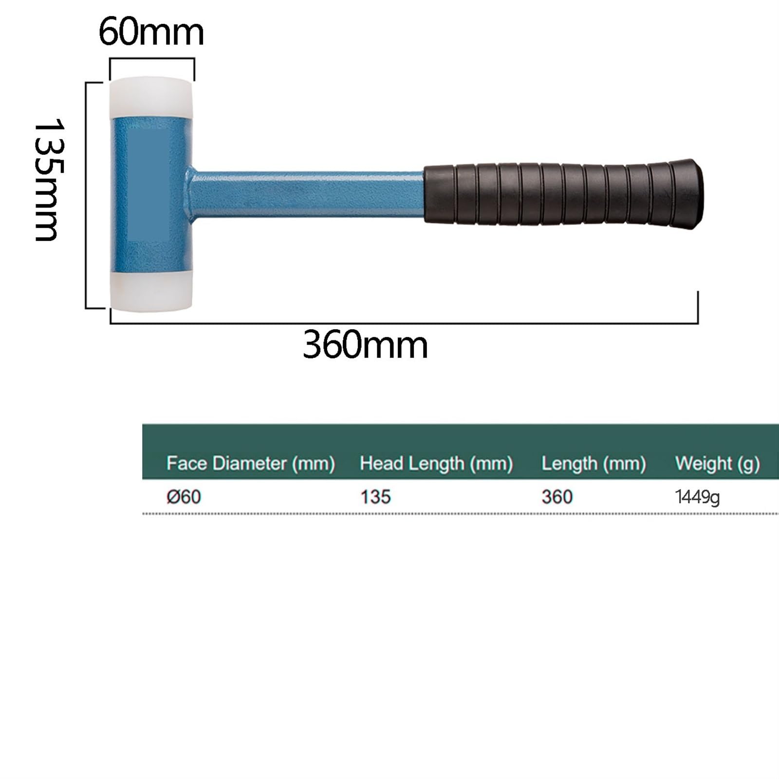 Martillo de instalación sin rebote nailon duro a prueba golpes goma Mango acero for baldosas for piso for montaje Para Carpintería, Bricolaje, Manualidades
