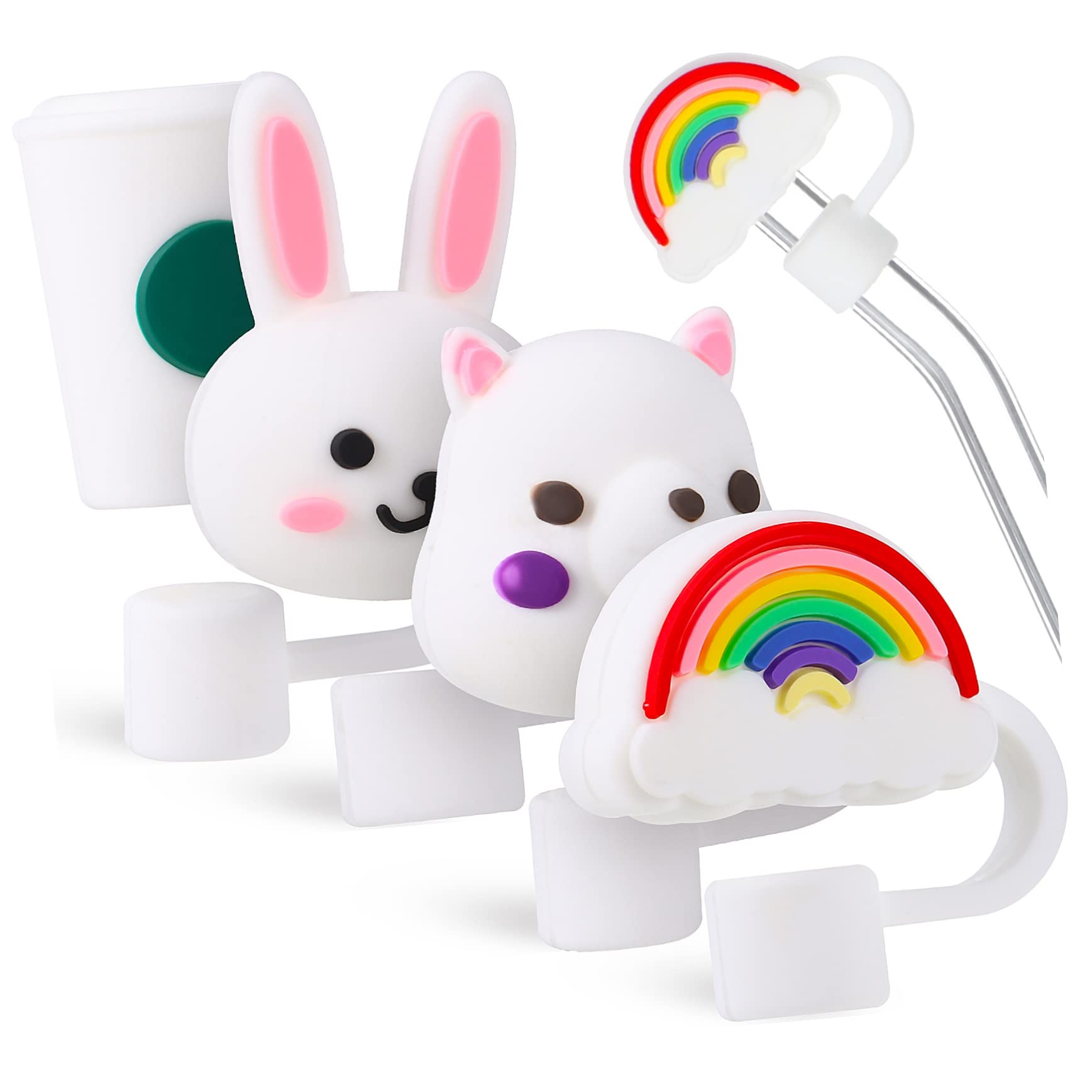 Ciieeo 4 Juegos Cubierta De Tapones De Punta De Cubre Tapones De Pajitas Tapa De Adornos De Para Vasos Guarnición De Cóctel Pajitas Tapones 12 Uds * 4