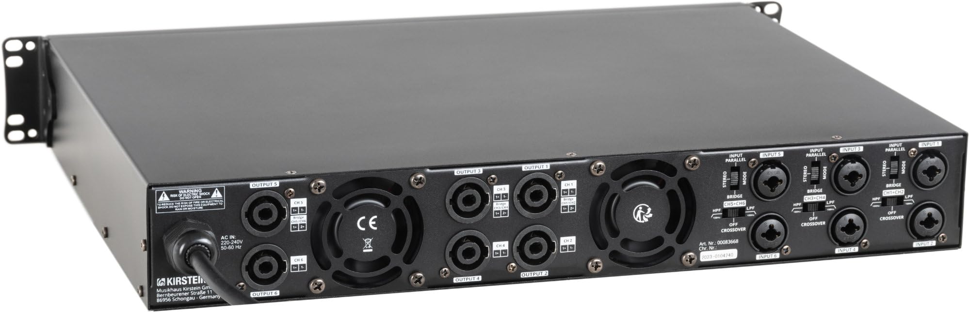 Pronomic MC6-400 Finale - Potenza in uscita (4 Ohm): 6x 600 Watt - Modalità Stereo, Parallel o Bridged - Frequenza crossover regolabile - Tipo di circuito: Class D