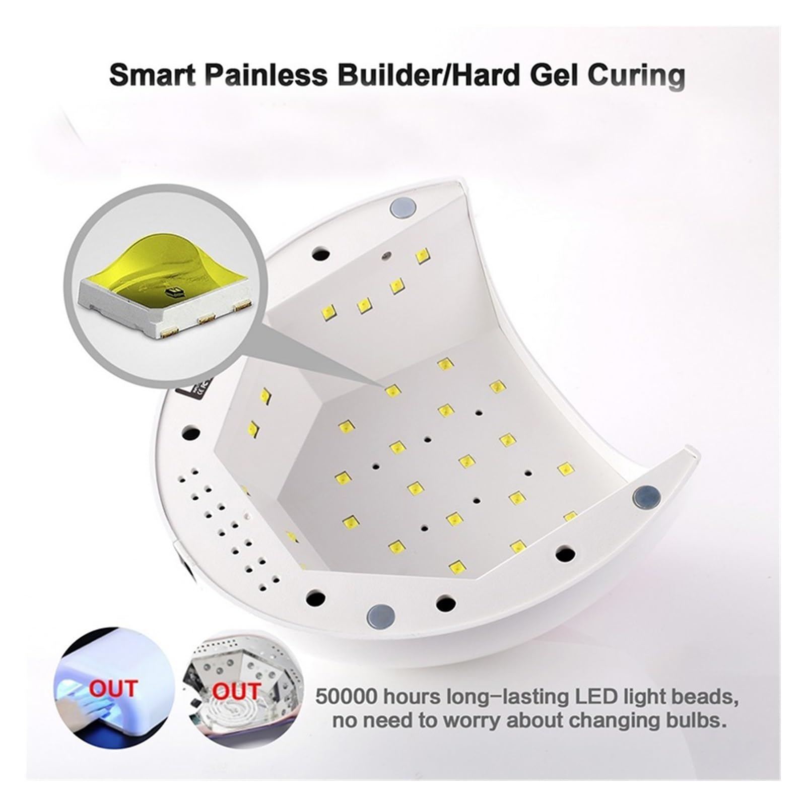 Lampada Unghie, Lampada UV for unghie a LED 48W Lampada for unghie Lampada UV SUN2 Asciugacapelli for gel UVLED Asciugacapelli Sensore a infrarossi con cuscinetto in silicone rosa Uso del salone per M