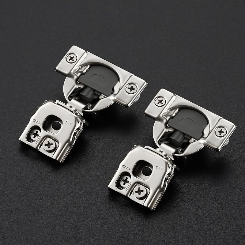 Image of 60 Pack 30 Pair 1 inch Overlay Soft Close Hinges for Kitchen Cabinet Hinges Satin Nickel Hidden Hinges Stainless Steel Concealed Hinge self Closing