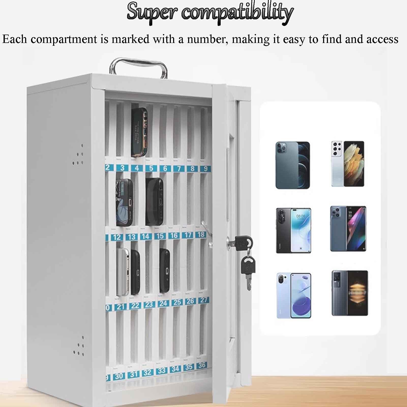 Estaciones de carga para teléfono móvil, barra de acero, armario de almacenamiento para teléfono móvil, armario multiusos, armario portátil para teléfono móvil, diseño antiestático, seguro