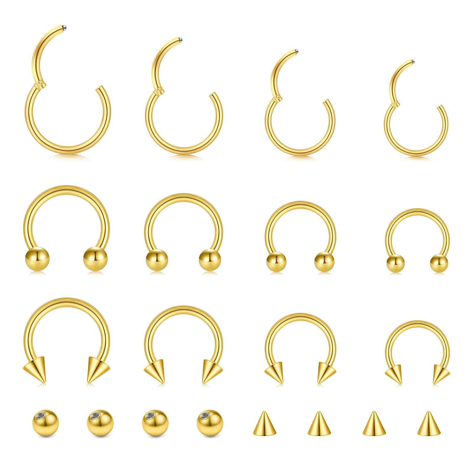 NIUSIMAN 16G Hinged Clicker Segment Septum Rings Stainless Steel Nose Horseshoe Hoop Eyebrow Lip Cartilage Helix Tragus Earrings Piercing Jewelry 6/8/