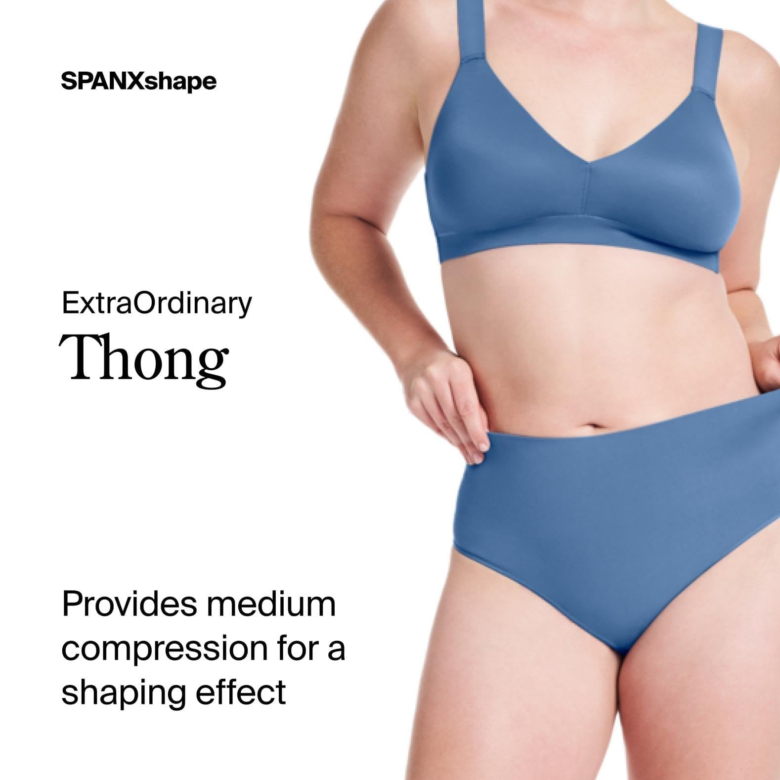 SPANX SPANXshape ExtraOrdinary - Perizoma modellante con compressione, intimo modellante da donna, misto tessuto di nylon riciclato, Foschia Indaco, Small