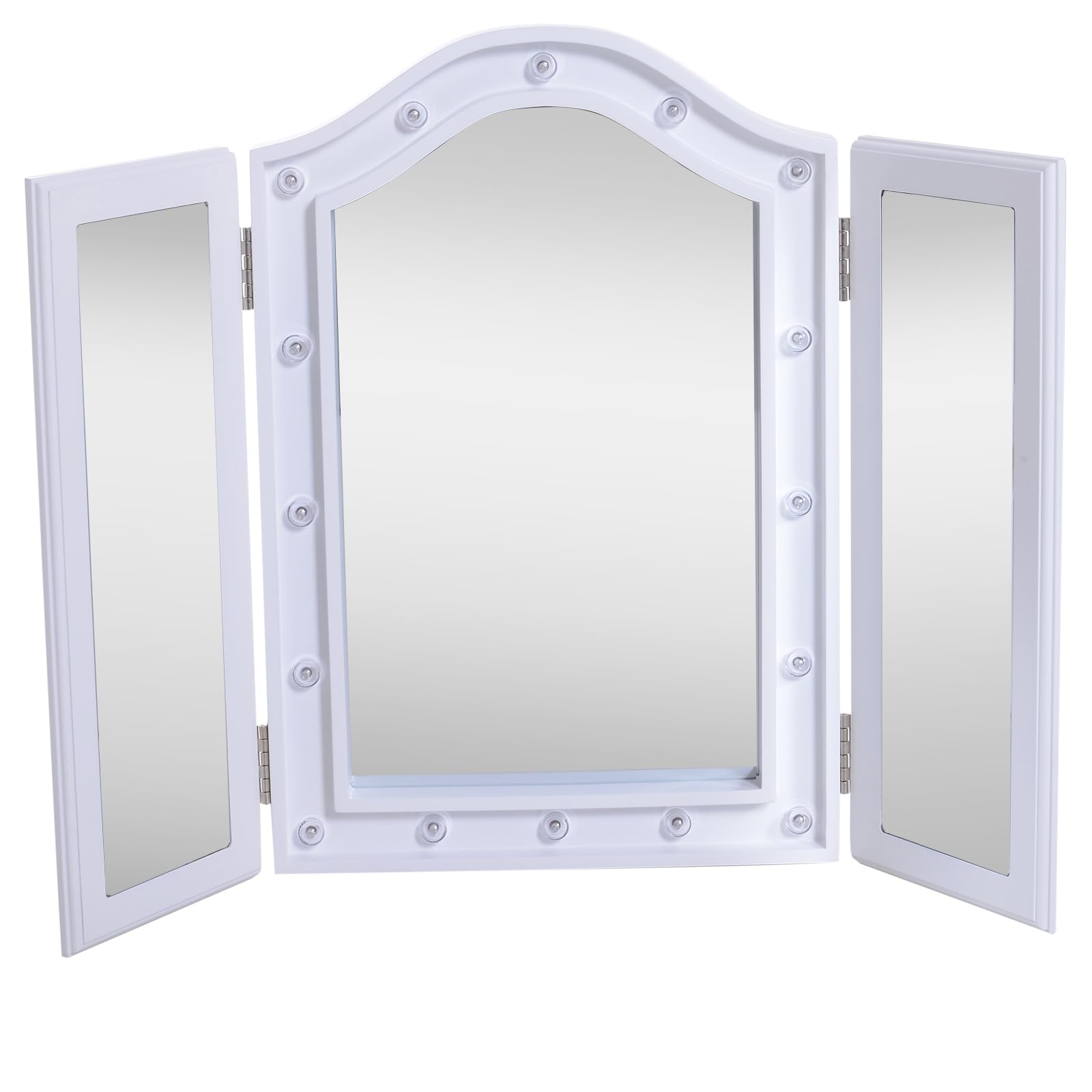 HOMCOM Espejo de Maquillaje con Luz LED Plegable Triple 73x53.5x4.5cm