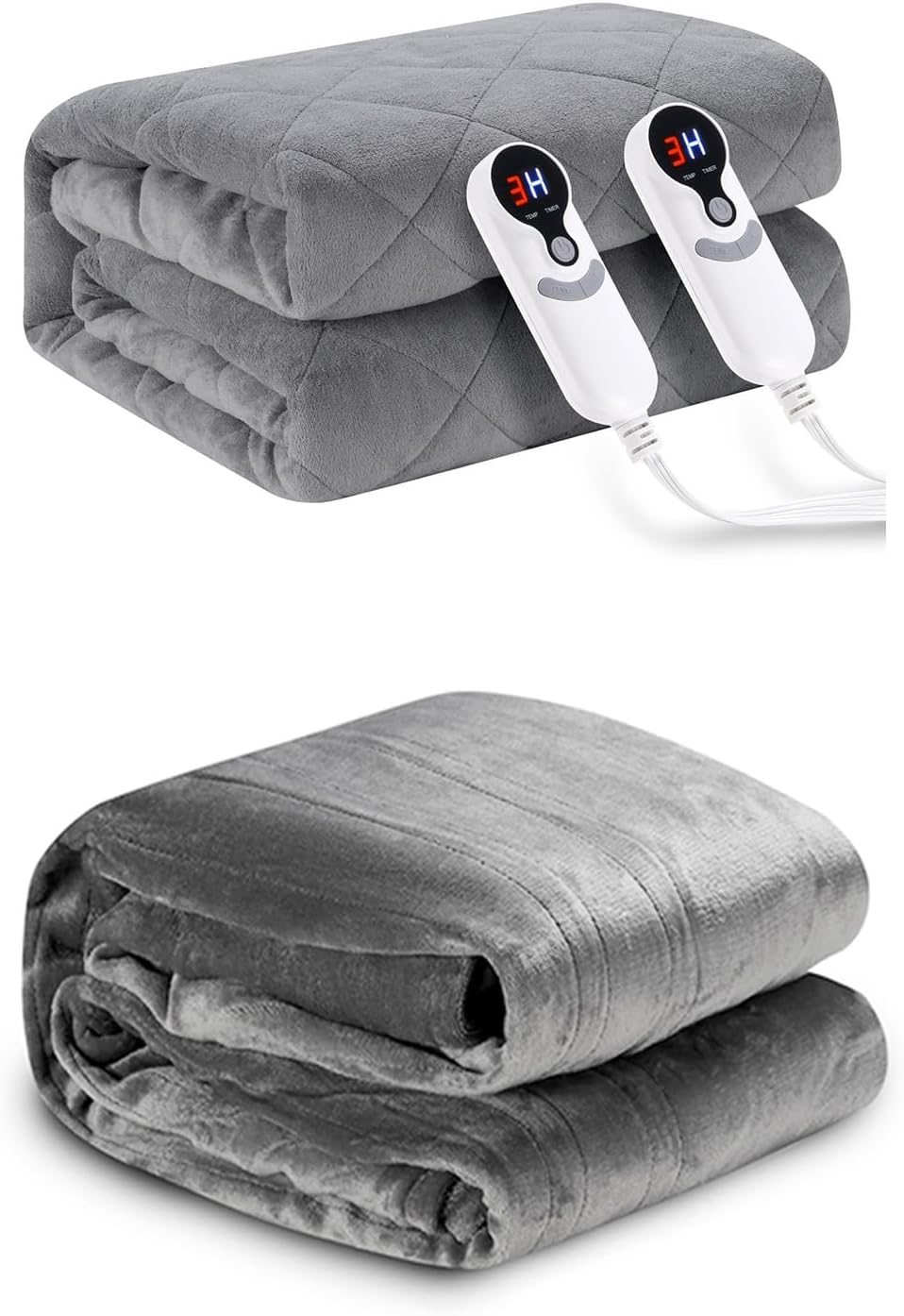 Electric Mattress Pad Queen Size 60"x80" Gray&Electric Blanket Queen Size 84"x90" Gray