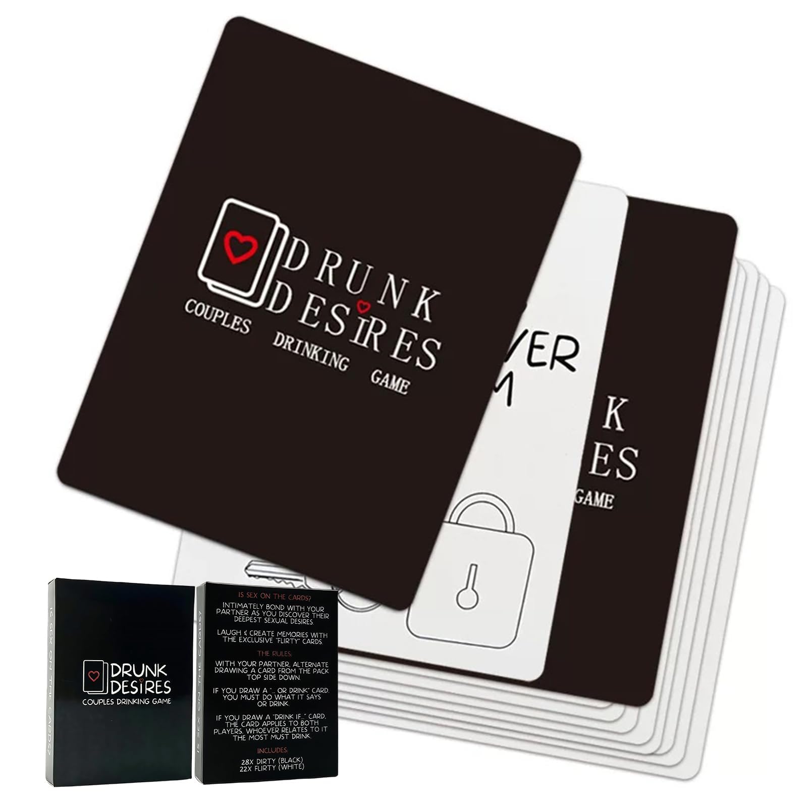 Pedicur Couples Games, 50 Cards for Adults, Black and White, Small (9.1 cm x 6.9 cm)