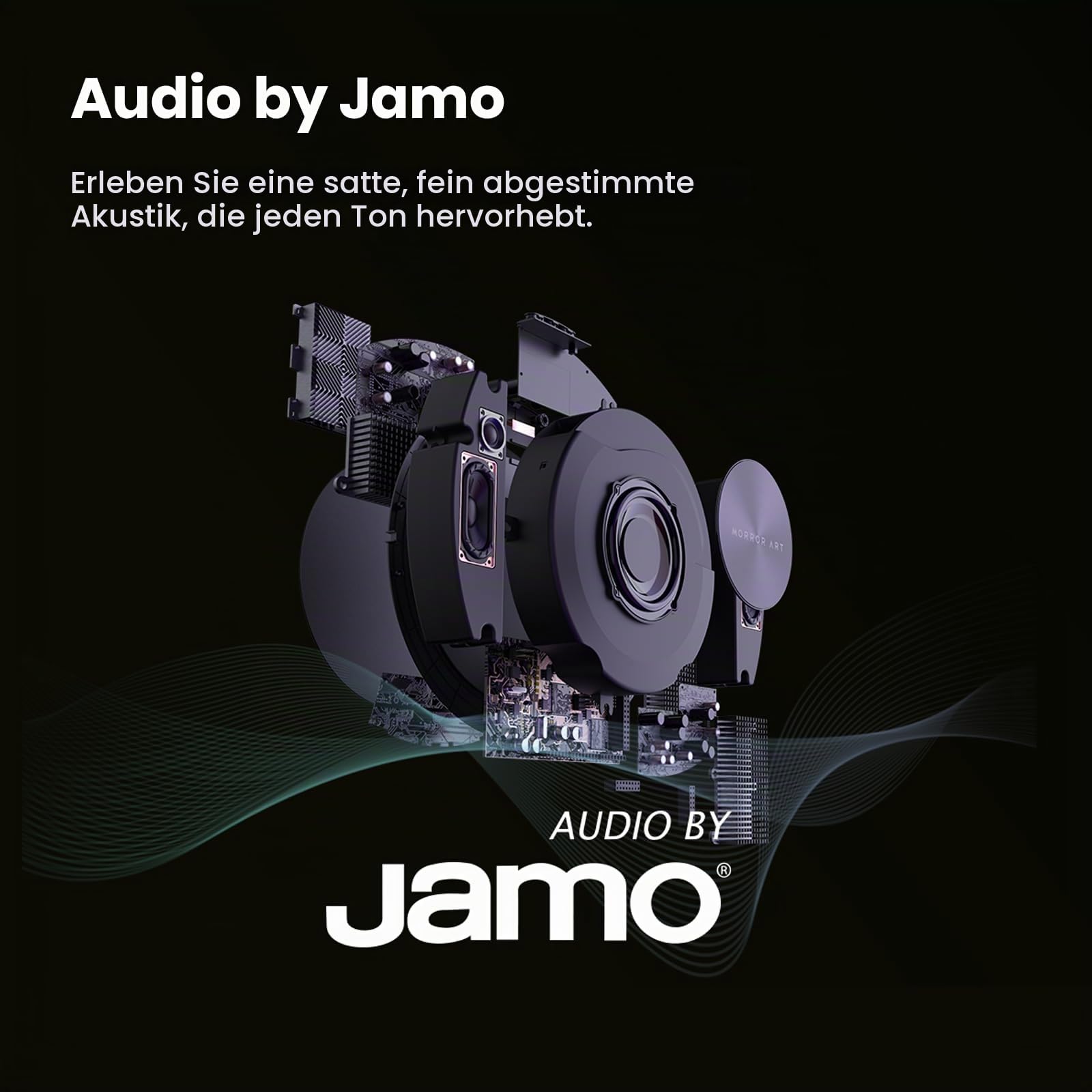 Record R1 preisgekrönter Vinyl-Bluetooth-Lautsprecher, 54,6 cm (21,5 Zoll) Display mit dynamischen Liedtexten & Albumkunst, 2.1 Hi-Fi Stereo von Jamo, Wi-Fi & BT 5.1