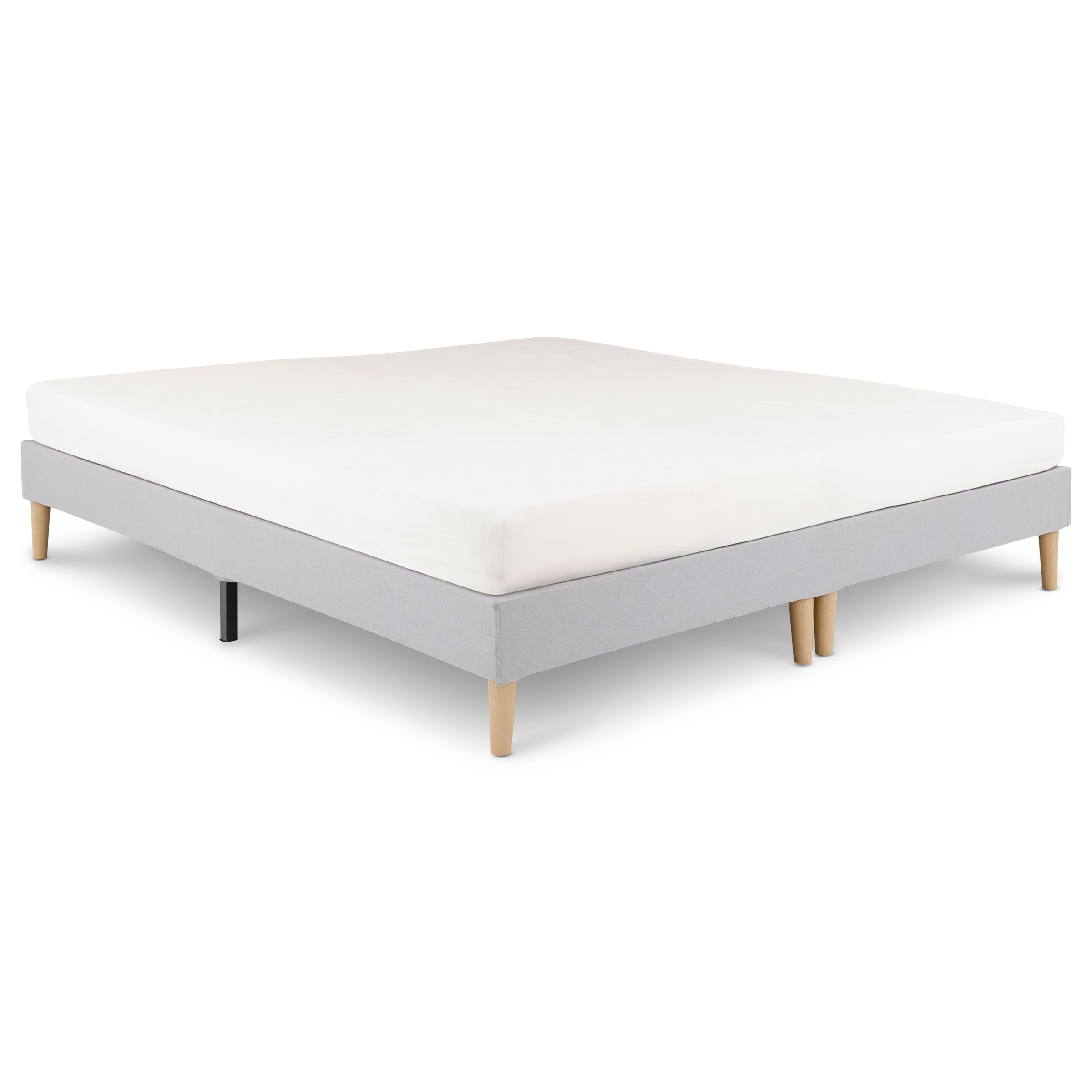 IDIMEX Sommier tapissier Rennes 180 x 200 cm Structure en Bois et revêtement en Tissu Gris, Cadre de lit avec Pieds et sommier à Lattes déhoussable pour 1 Personne