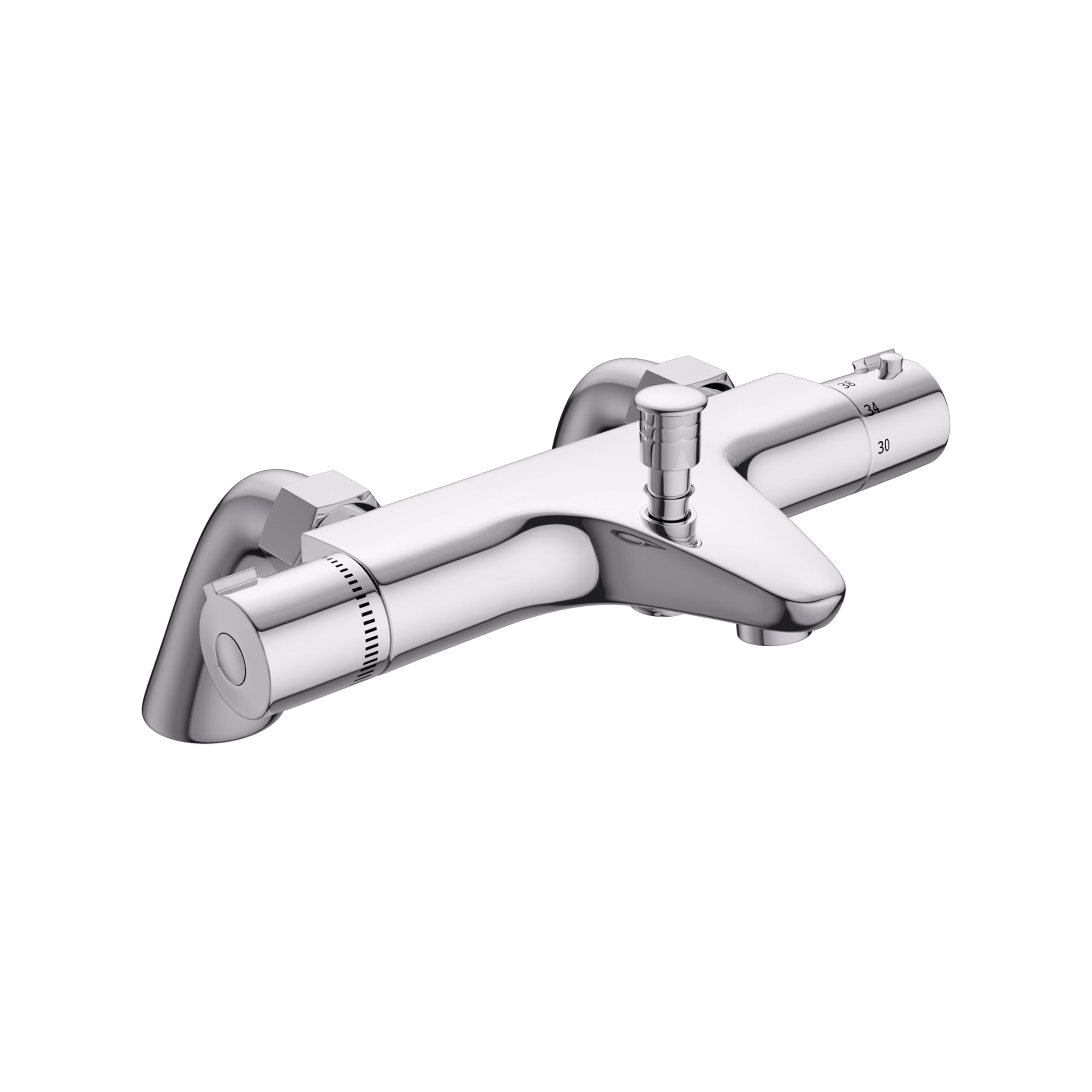 Morado Silver Thermostatic Bath Shower Mixer,Thermostatic Bath Mixer Tap,Bath Tap With Temperature Control,Solid Brass,Chrome Finished,Bathtub Mounted,(Bathtub Mounted)