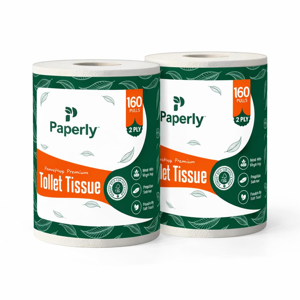 2 Ply Toilet Tissue Roll, 15 GSM 160 Pulls, Virgin Pulp, Ultra Soft & Absorbent, Strong Double Ply Bathroom Tissue for Daily Use (Pack 2)-image-17