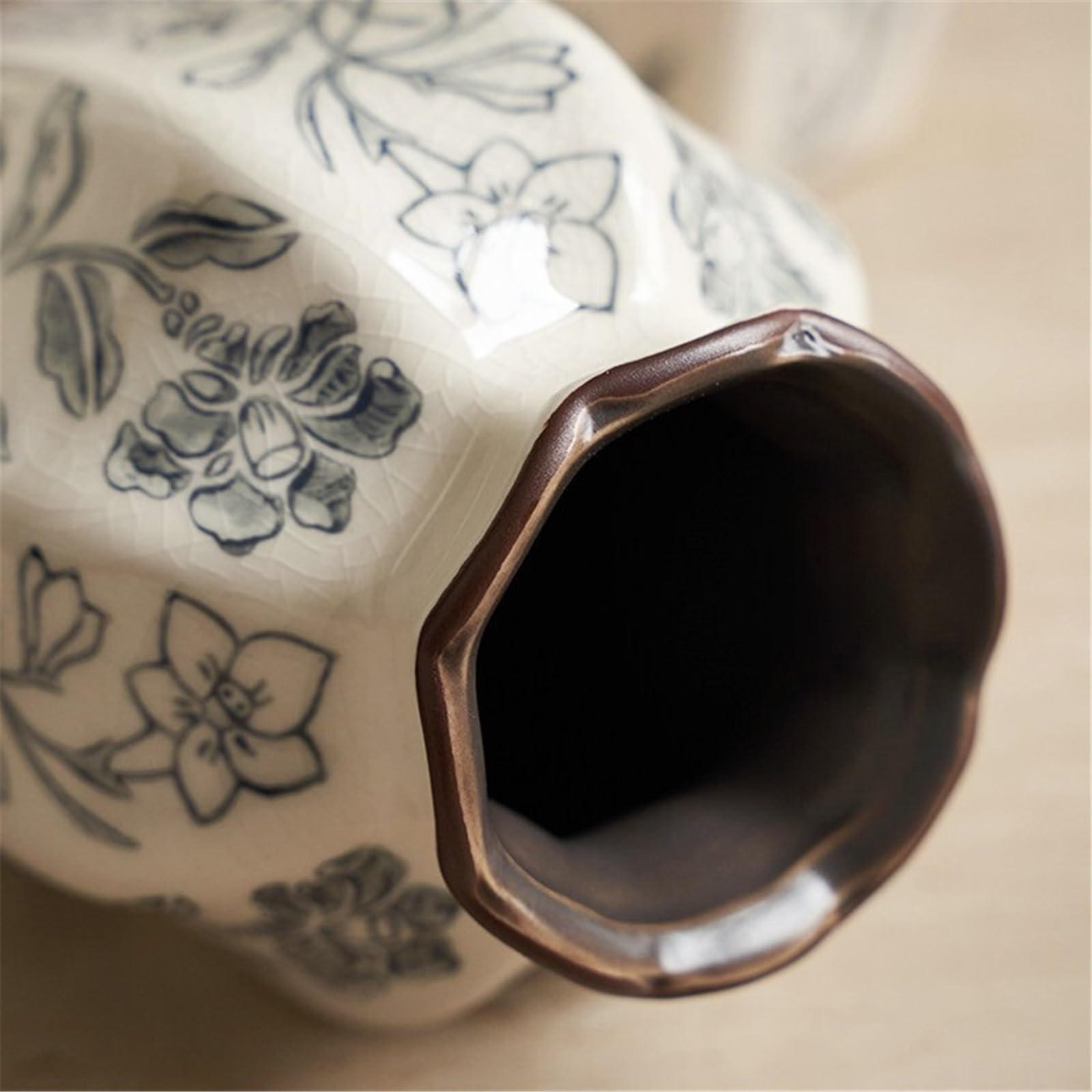 Wazon na kwiaty Vintage Ink niebiesko-biała dekoracja wazonów porcelanowych na stół do jadalni w salonie(Mały)