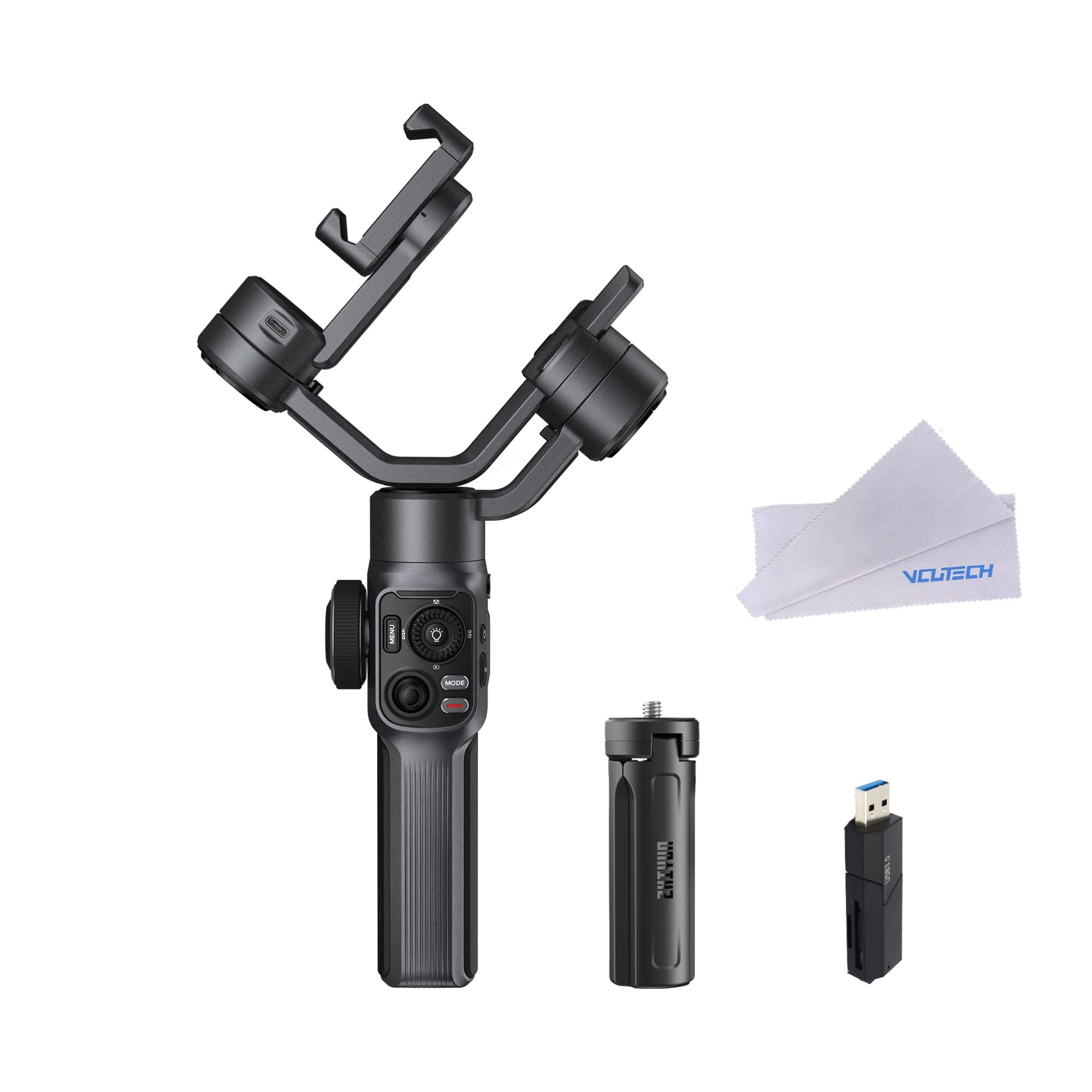 ZHIYUNSmooth 5 Professional Gimbal Stabilizer for Android iPhone, 3-Axis Handheld Smartphone Gimbal, Face Tracking, Vlogging Stabilizer, YouTube TikTok Video, Portable and Foldable, Big Size Phone