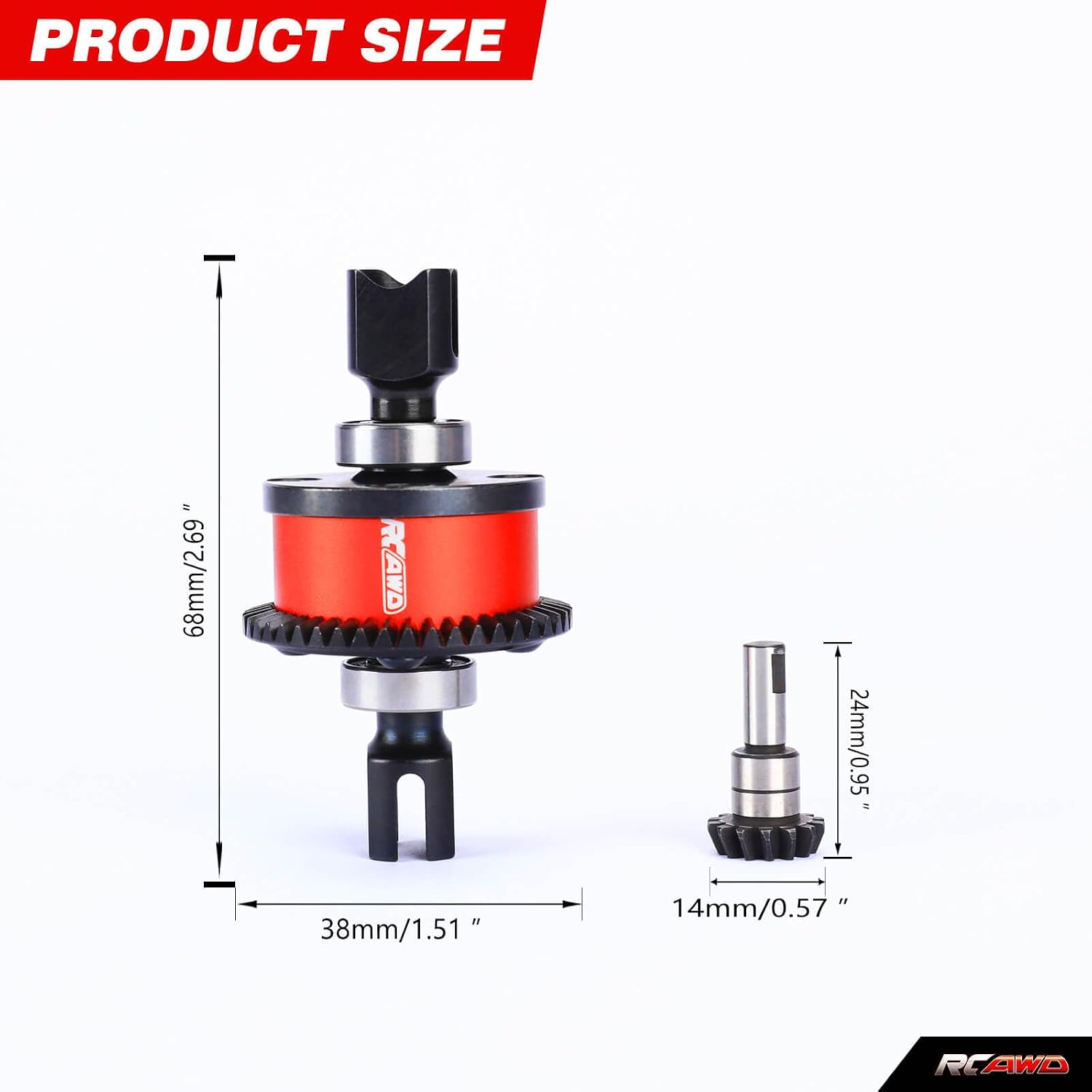 RCAWD 40Crmo Steel 45T Differential 14T Input Gear for Arrma 1/7 Fireteam Infraction Limitless Mojave 6s 45t Diff Gear 1/8 Kraton Notorious Outcast Talion Typhon 6s Series Upgrades Part
