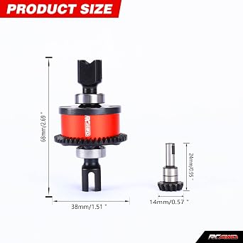 RCAWD 2Pcs Front Rear Diff Set 45T Gp6 10K for 1/7 Arrma Felony Fireteam Infraction Limitless Mojave 1/8 Karton Notorious Outcast Talion TLR Tuned Typhon Parts ARA311024(Red)