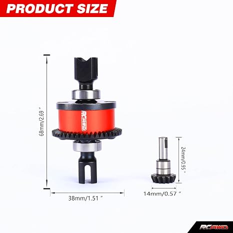 RCAWD 2Pcs Front Rear Diff Set 45T Gp6 10K for 1/7 Arrma Felony Fireteam Infraction Limitless Mojave 1/8 Karton Notorious Outcast Talion TLR Tuned Typhon Parts ARA311024(Red)