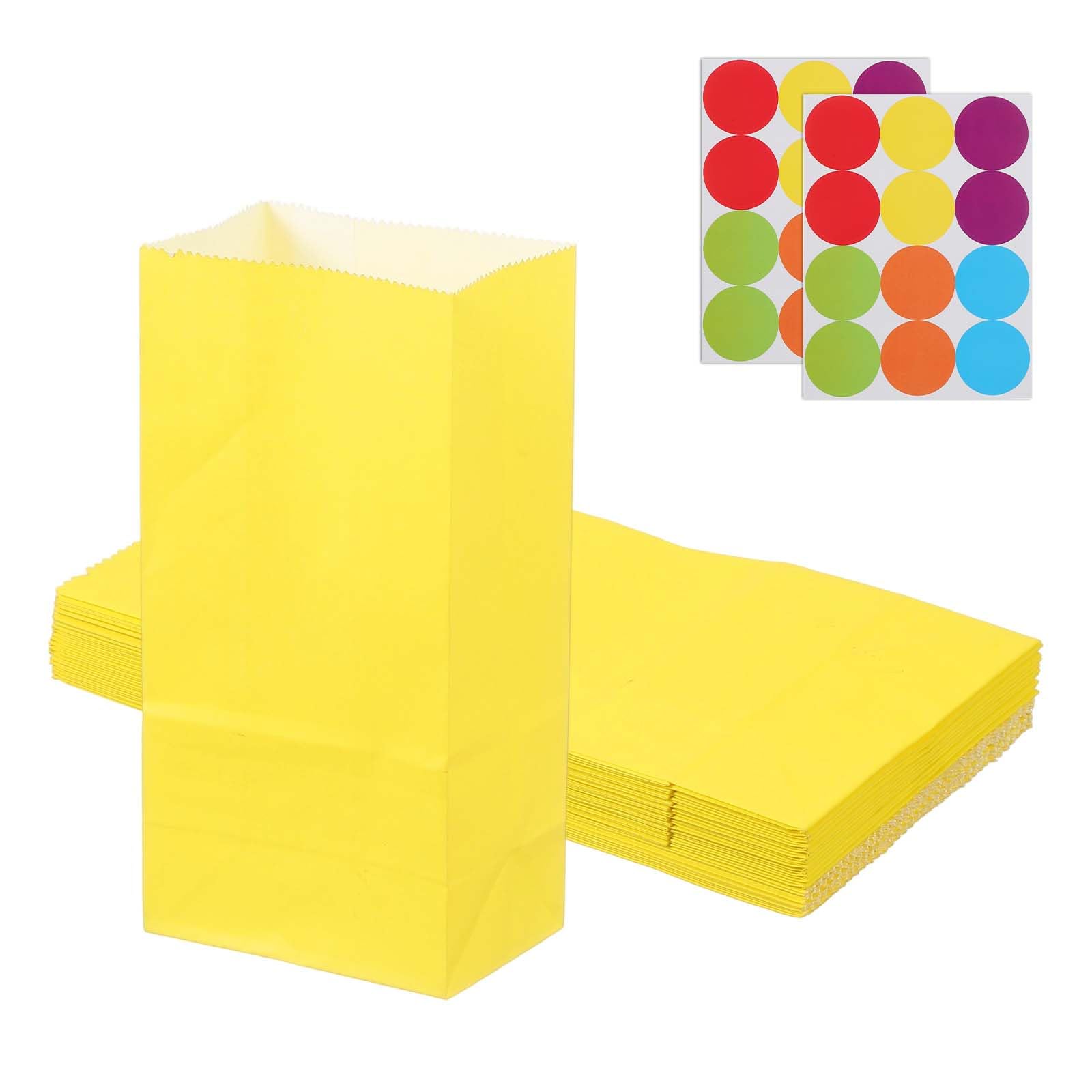 PATIKIL Party Favor Bag, 24 Pcs 9x6x18cm Paper Candy Bags Gift Treat Celebration Halloween Goody Birthday Wedding Party with Stickers, Yellow